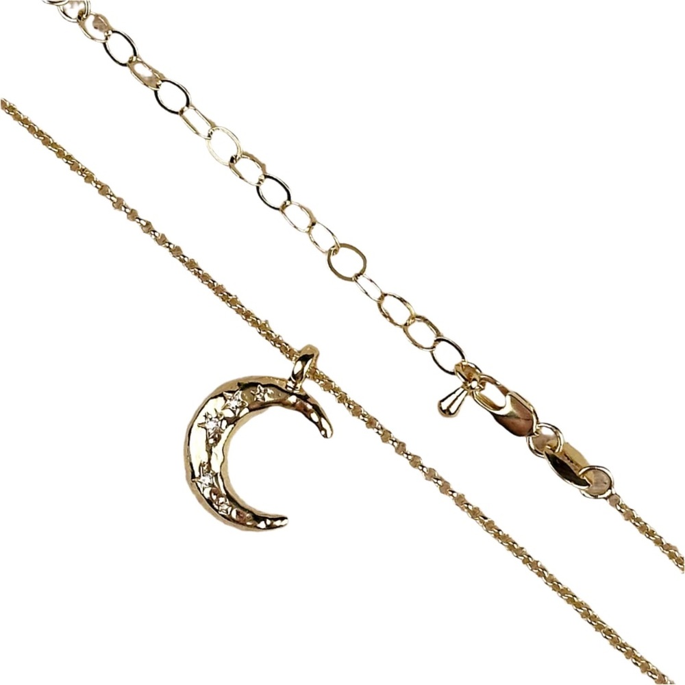 Luxe Cresent Moon Necklace - 18k Hammered, Gold Filled, Eco-Friendly - Picture 4 of 5